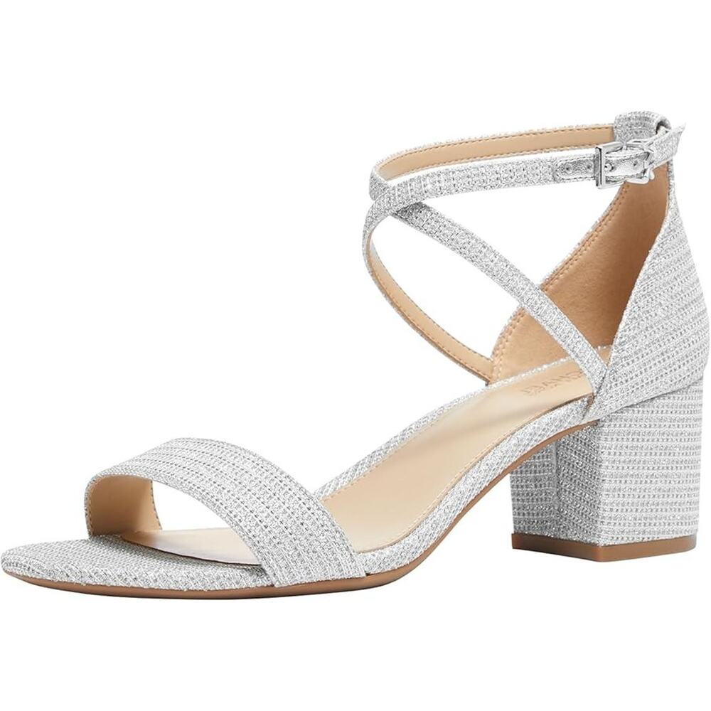 Michael Kors Serena Flex Sandals Silver Glitter Womens Size 10 NIB